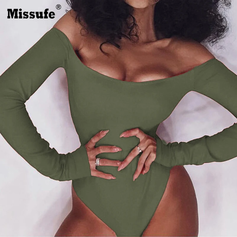 Missufe модные пикантные Slash шеи боди Демисезонный Для женщин с длинным рукавом