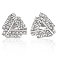 fashion design 925 sterling silver triangle full diamond rose gold earrings womens party gift