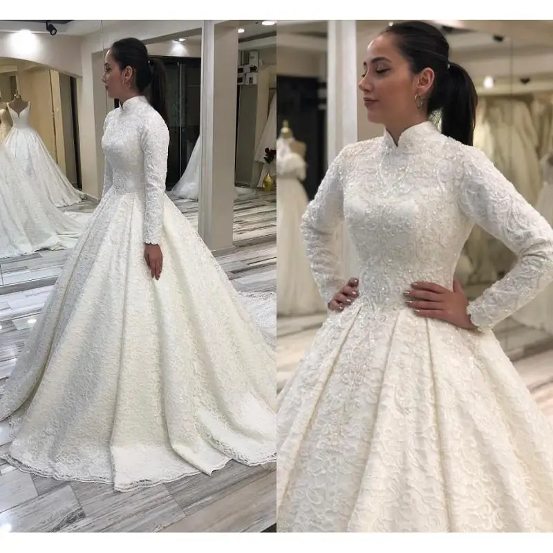 Роскошное кружевное мусульманское свадебное платье 2020 свадебные платья