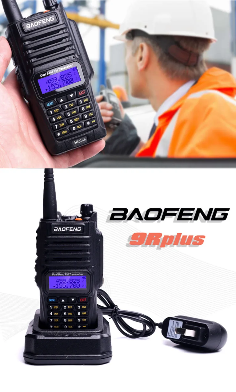 

2021 Baofeng 9R plus Waterproof IP67 Walkie Talkie High Power CB Ham 50 20 KM Long Range UV9R portable Two Way Radio Dropshippin