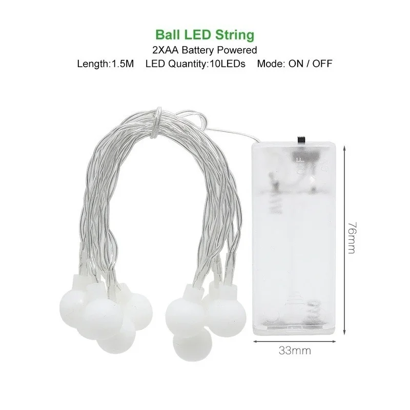 

1.5M 3M 6M LED Cherry Balls Fairy String Decorative Lights Battery Operated Wedding Christmas Outdoor Patio Garland Decoration