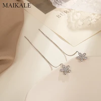 maikale minimalist creative long cubic zirconia ball goldsilver plated geometric strip hanging drop earrings for women girls