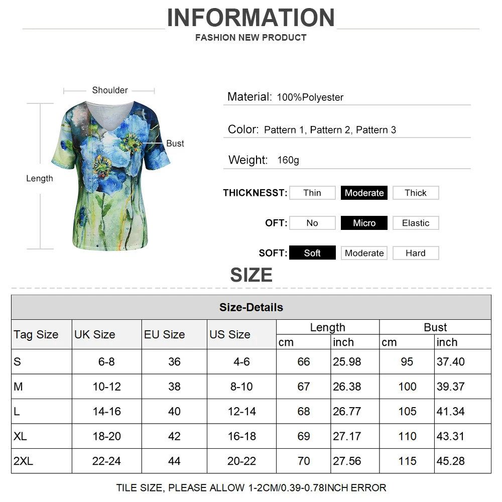 

Women's Floral Print T-shirts Ladies Summer Casual Fashion Short Sleeved Round Neck Tee Tops Female Streetwear Basic Tees D30