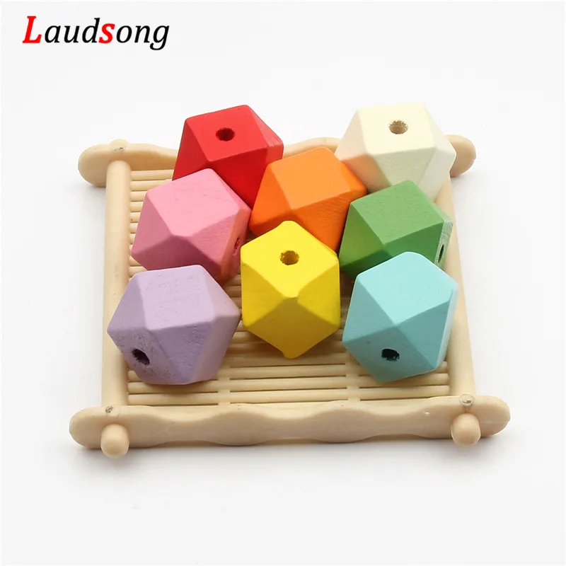 10 шт. 16 мм натуральный геометрический красочные деревянные бусины для