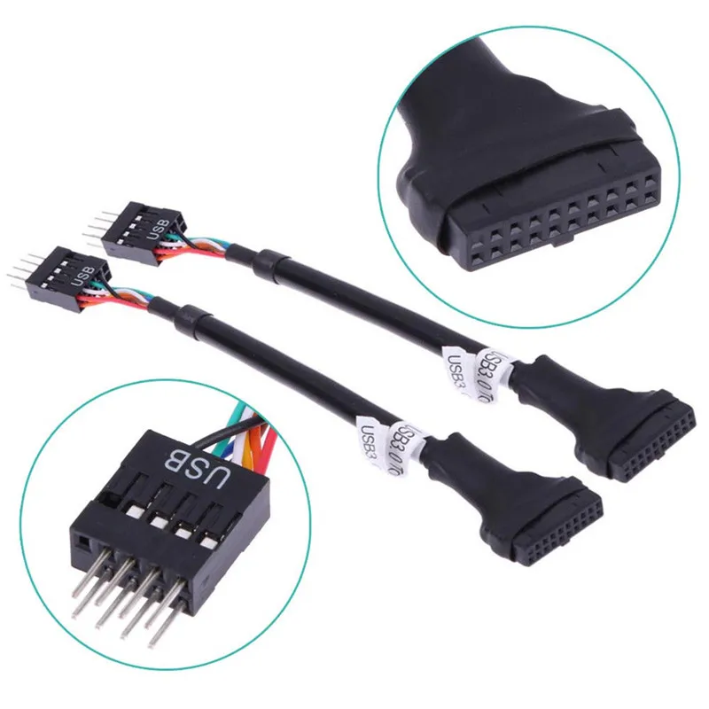 1 шт. USB 3 0 20-Pin папа к 2 9-контактный материнская плата заголовок Женский
