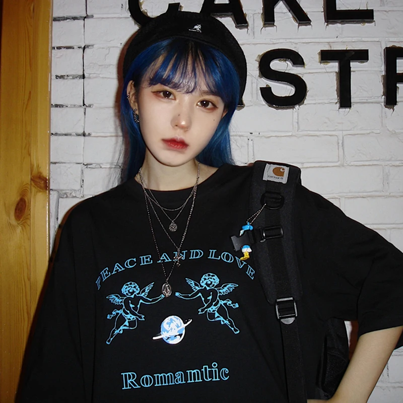 Женская футболка с принтом ангела летняя мода 2020 Повседневная Свободная одежда