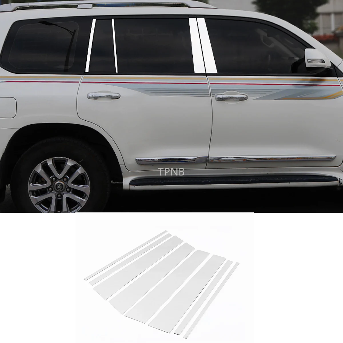8 шт./компл. середины Колонка яркая полоска окна для Toyota Land Cruiser 200 FJ200 2008-2010 2011 2012 2013
