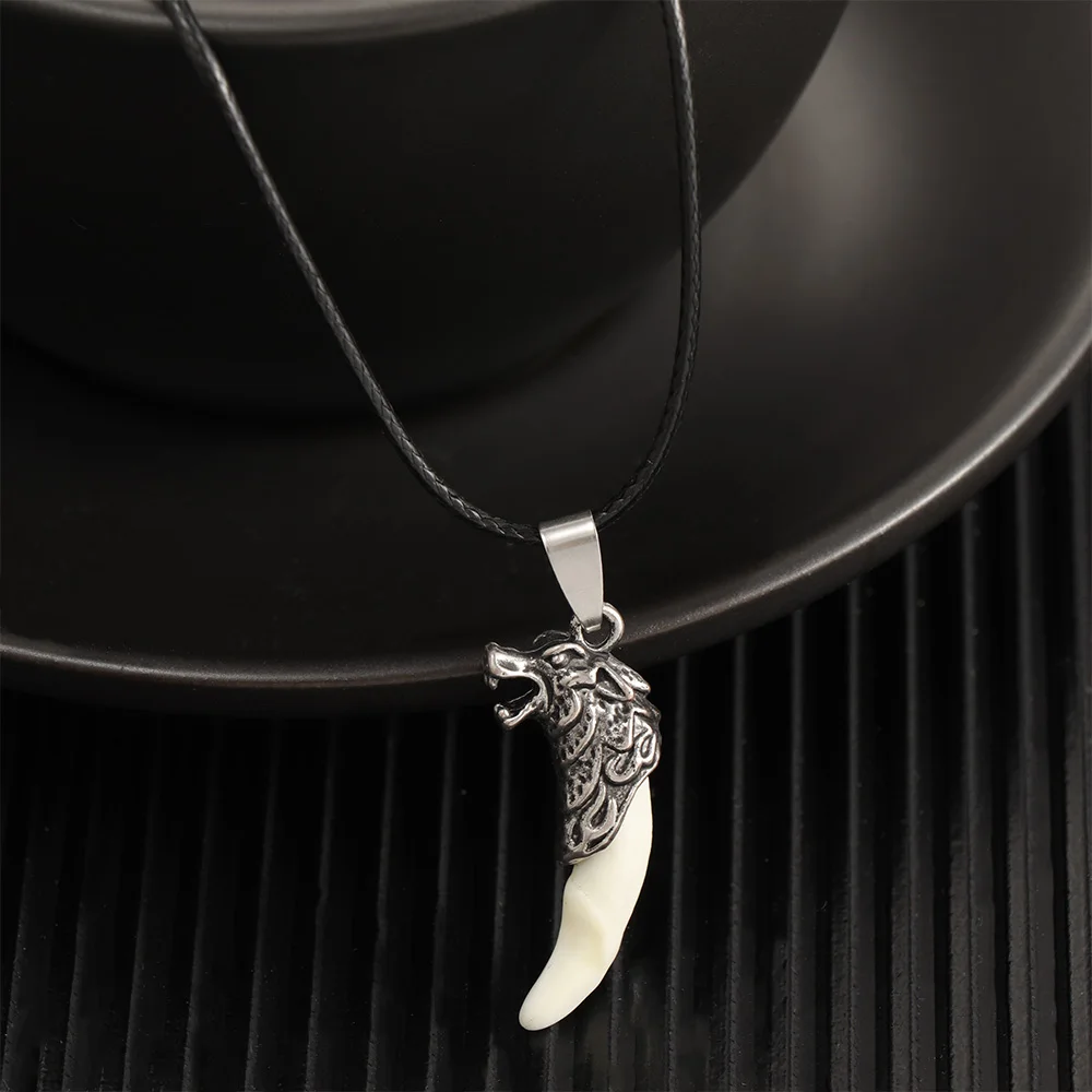 Новинка мужское ожерелье с зубами волка из титановой стали доминирующий кулон