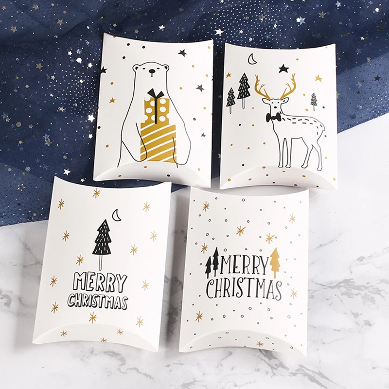 10 шт рождественские конфеты подарок Коробки с принтами оленя и рождественской
