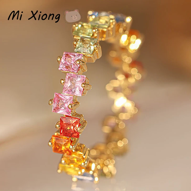 

Mi Xiong s925 sterling silver new original rainbow series bump ring light luxury exquisite ladies noble charm brand jewelry