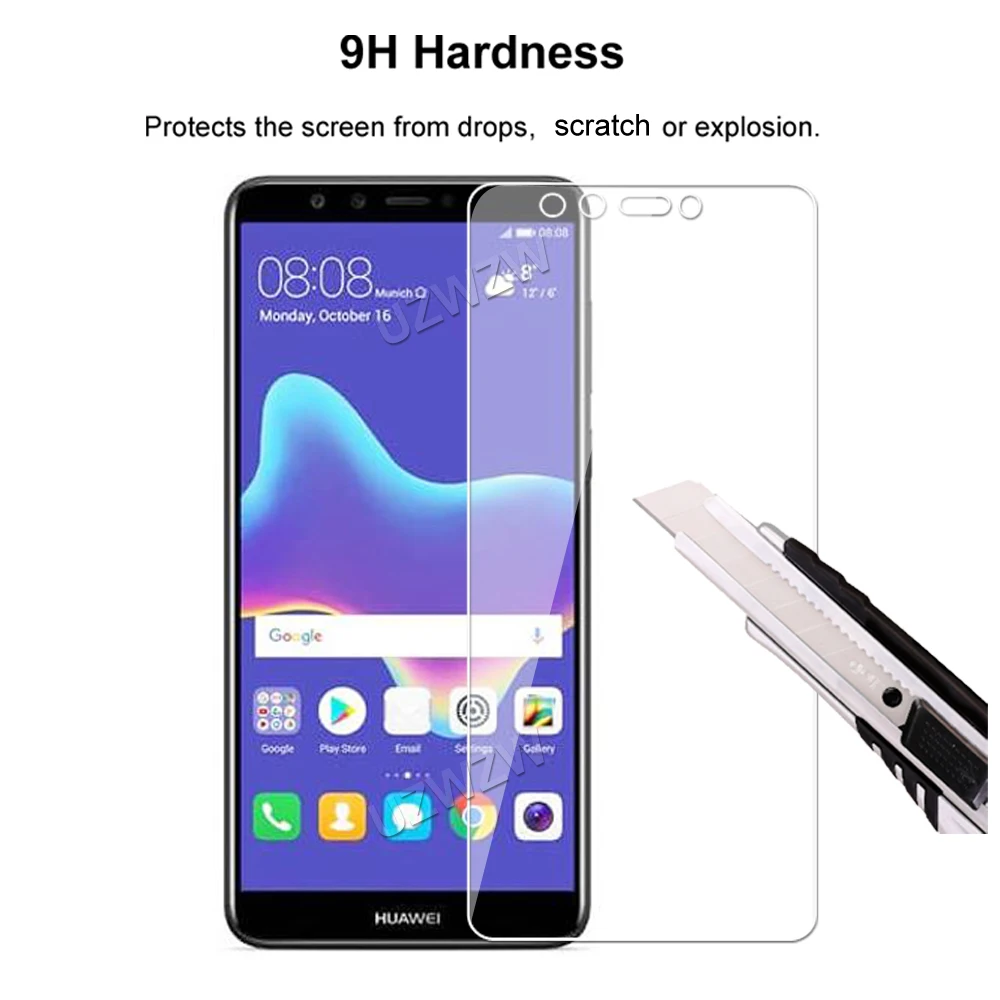 Закаленное стекло для Huawei Y9 2018 прозрачная защитная пленка HD 0 3 мм Твердость 9H