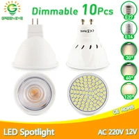 10pcs led lamp spot gu10 mr16 e27 e14 led bulb 6w 3w 8w 220v ac12v led dimmable spotlight lampada bombillas cold warm white