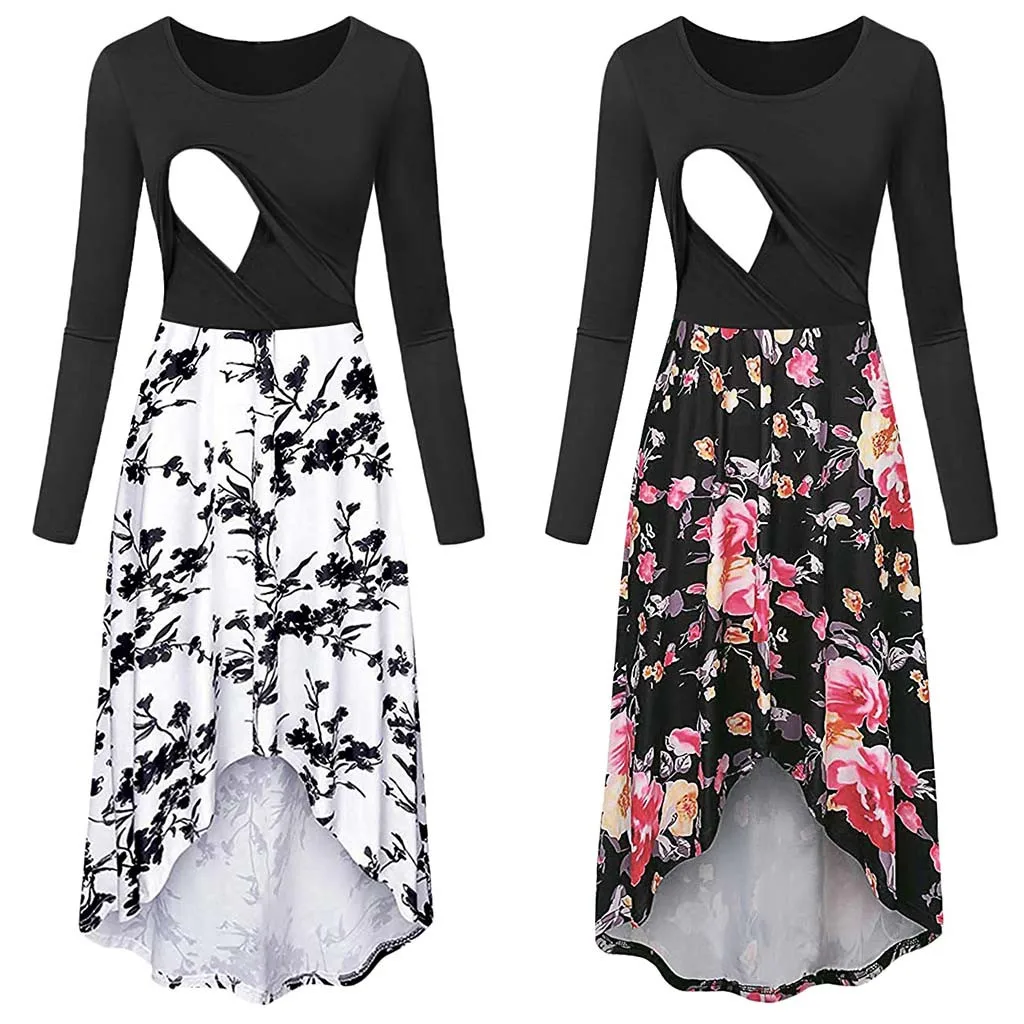 Women Pregnant Maternity Nursing Print Breastfeeding pregnancy dress Dress maternity clothes ropa mujer 2020 New style | Мать и ребенок