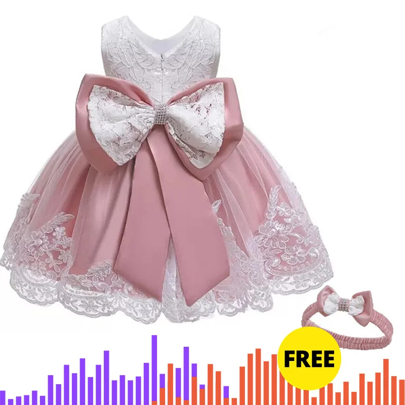 dark pink Летнее платье с большим бантом для маленьких девочек; кружевное платье-пачка для крещения; платья для девочек на день рождения, свадьбу; одежда для малышей - Цвет: dark pink