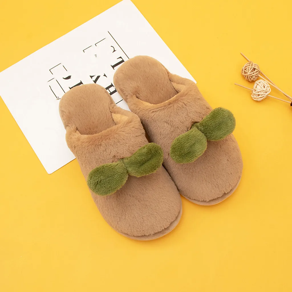 SAGACE/женские зимние тапочки с украшением в виде листьев Плюшевые мягкие на низком