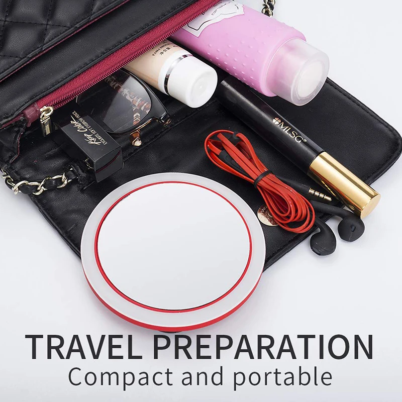 Portable Lighted Makeup Mirror with Wireless Charger for IOS and Android Phone,Vanity Mirrors with LED Lights