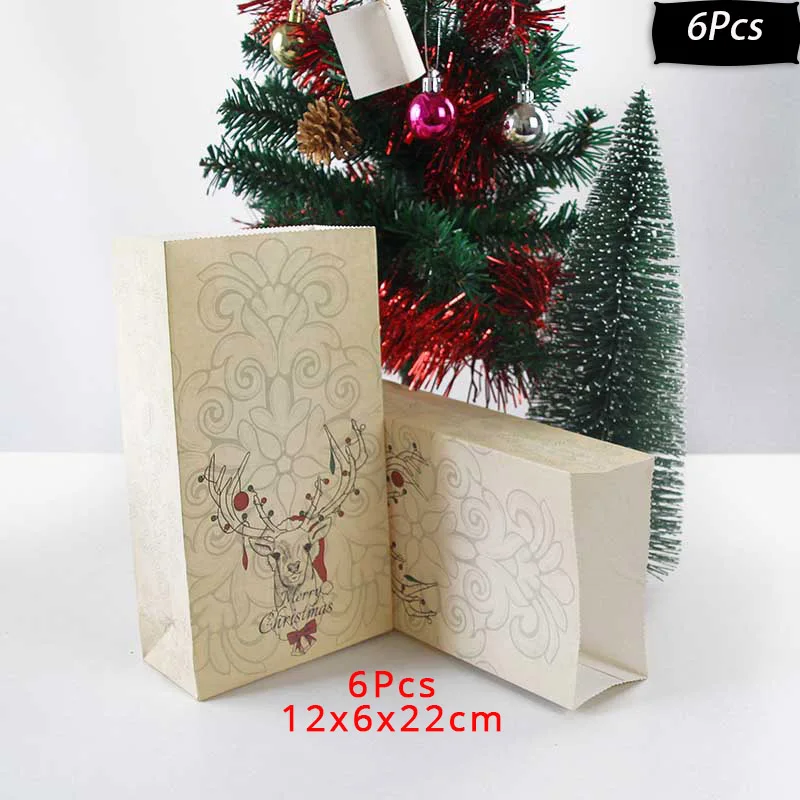 6pcs reindeer WEIGAO милый олень дерево Подарочная коробка конфеты сумки Счастливого Рождества пакет для печенья на год рождественские вечерние подарочные пакеты пластиковые пакеты - Цвет: 6pcs reindeer