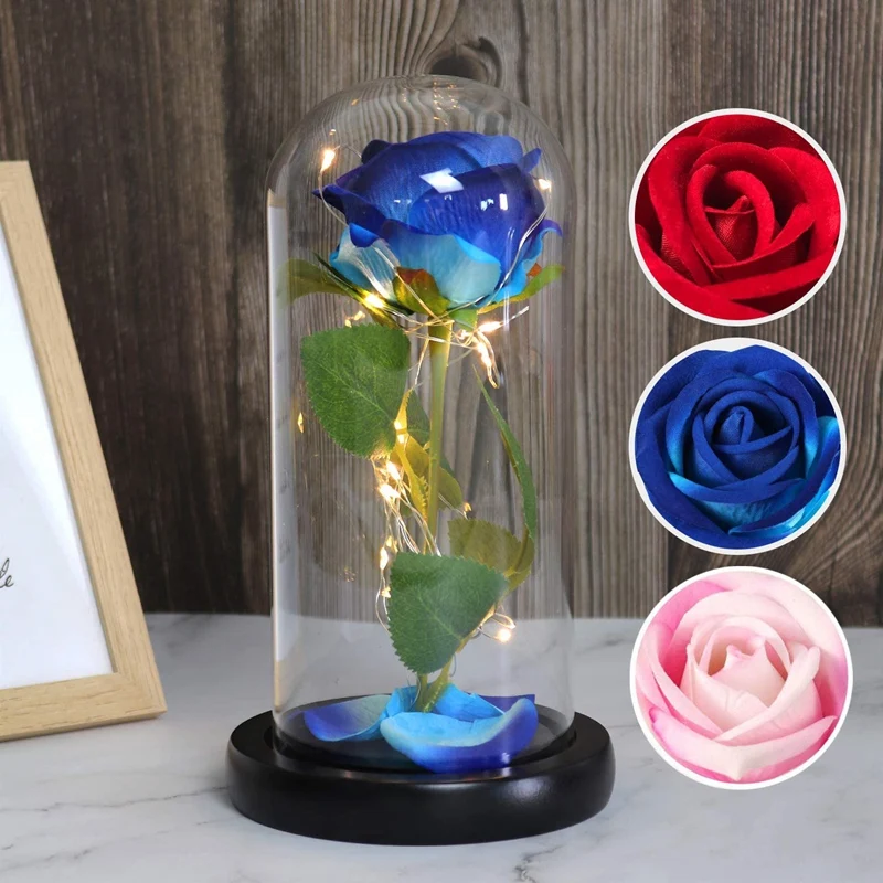 Rose That Lasts Forever Flower with LED Light in Glass Dome for Valentine's Mother's Day Birthday Women Best Gift | Дом и сад