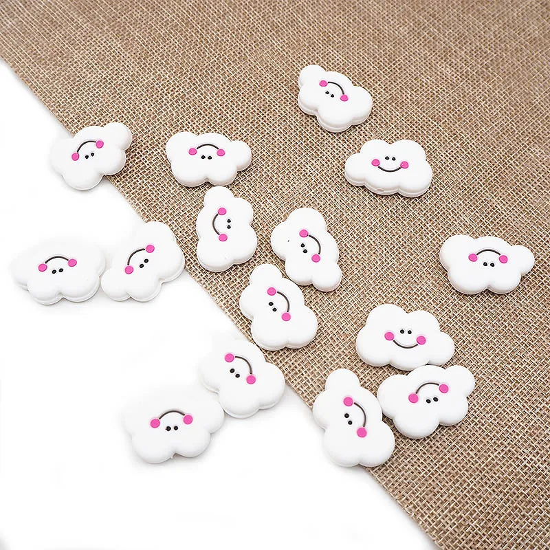 Chenkai-Cuentas de dentici&oacute;n de silicona para beb&eacute;, Mini nube sin BPA, mordedor de beb&eacute; para roedores, joyer&iacute;a de grado alimenticio, collar, regalo, 5 piezas-2