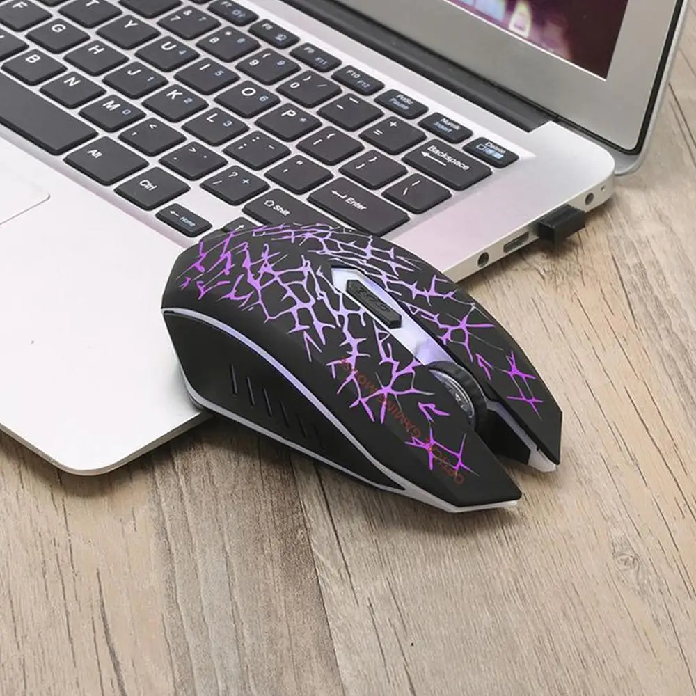 Бесшумная игровая беспроводная мышь 2400 точек/дюйм мигающая 2 4 ГГц перезаряжаемая