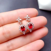 sterling silver 925 fashion earrings for women 2021 statement transparent red ruby rose gold korea drop earring jewelry hot