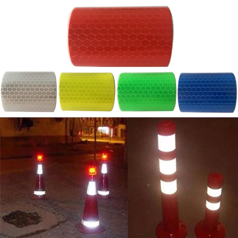 

1pc 5x100cm Waterproof Pure Color Reflect Light Safety Security Caution Reflective Tape Warning Tape Sticker Self Adhesive Tape