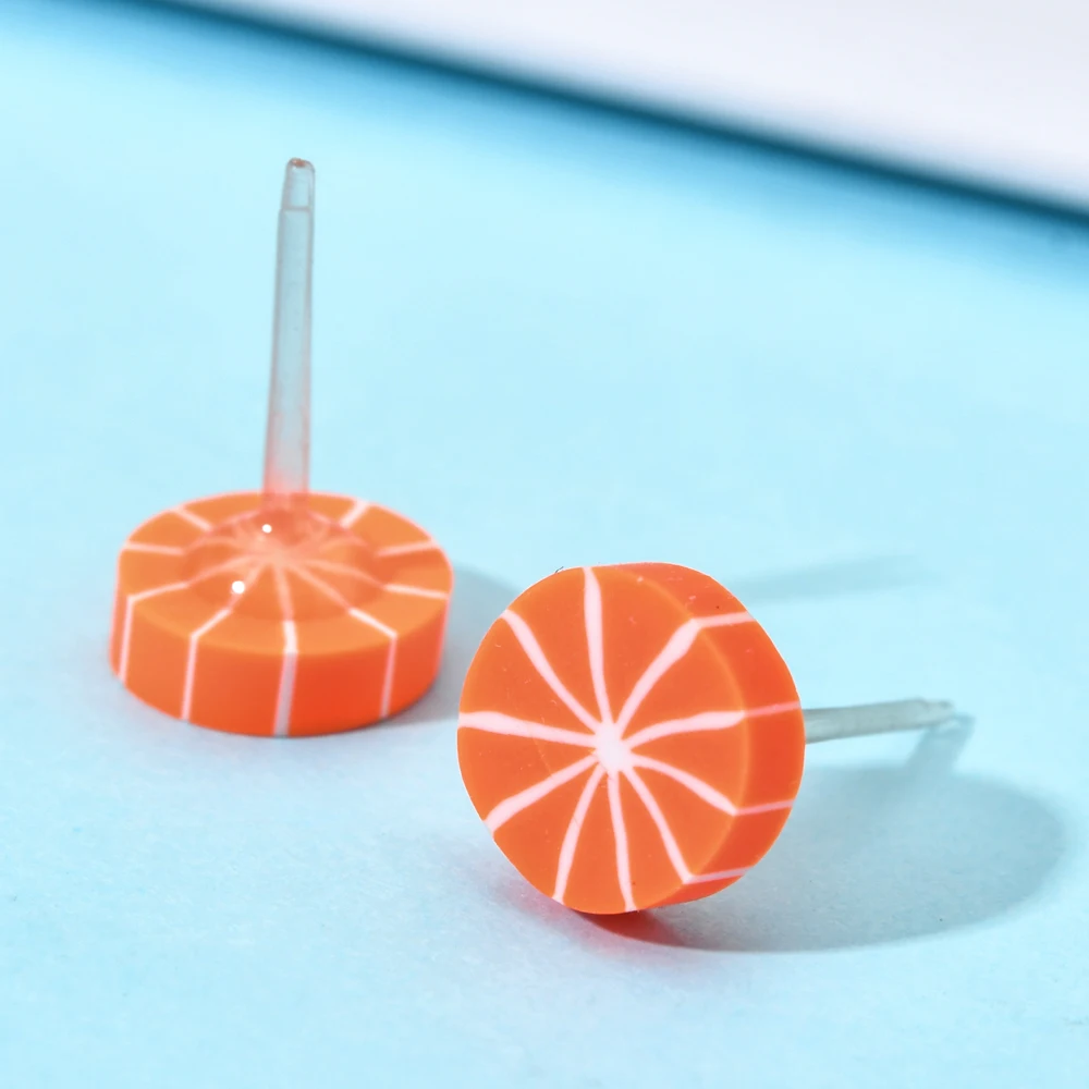 Женские серьги гвоздики с цветками фруктов пластиковые геометрические 18