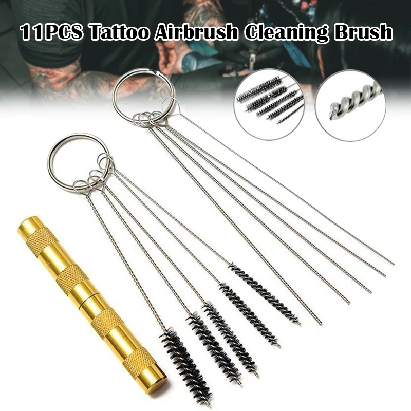 

Airbrush Cleaner Accessories with Stainless Steel Brushes and Needle Professional Cleaning Kit Tools RP