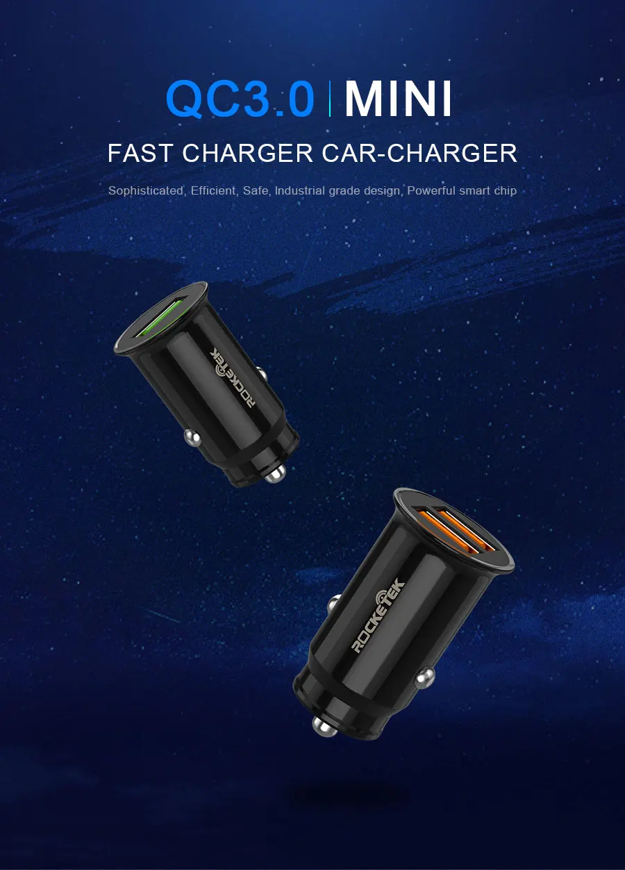 Автомобильное зарядное устройство Rocketek mi ni USB Quick Charge 3,0 Автомобильное зарядное устройство для iPhone samsung Xiaomi mi QC3.0 QC Быстрая зарядка для мобильных телефонов