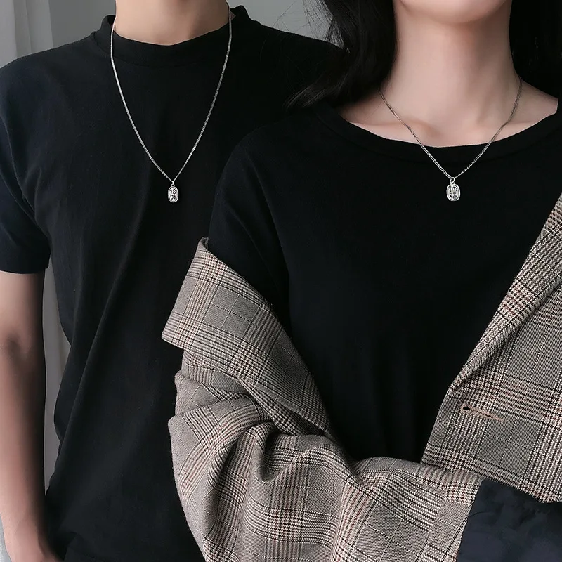 

xiaboACC Lucky Nafo Couple Pendant Necklace S925 Silver Female Simple Women Chain Necklaces Jewelry Christmas Gift Wholesale