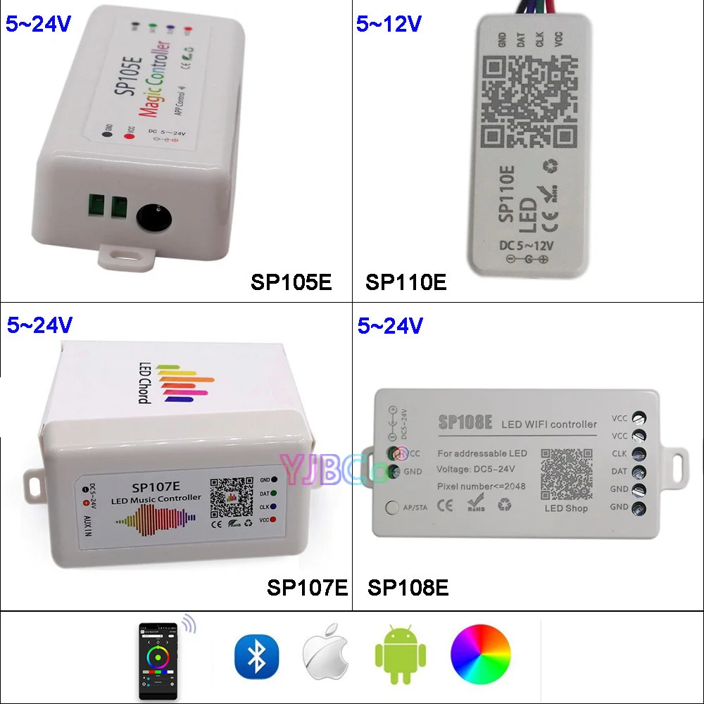 DC5~ 24V SP107E SK6812 SP105E Bluetooth APA102 SP110E WS2801 Пиксели светодиодные полосы SP108E Wi-Fi WS2811 WS2812B светодиодный музыкальный контроллер