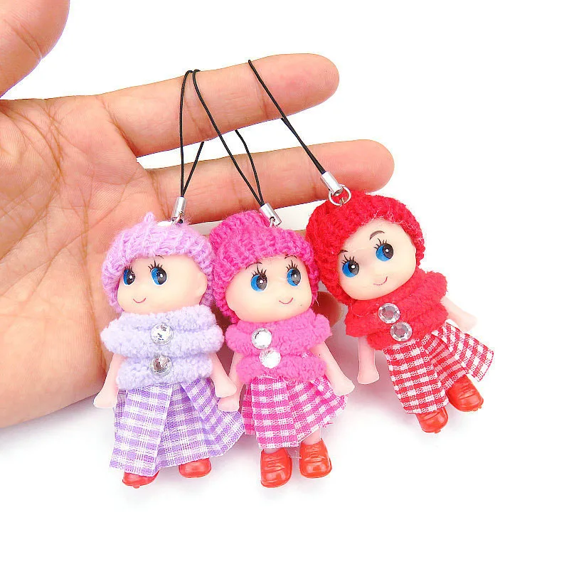 Клетчатая юбка милая кукла подвеска в виде ключа подарок на день рождения