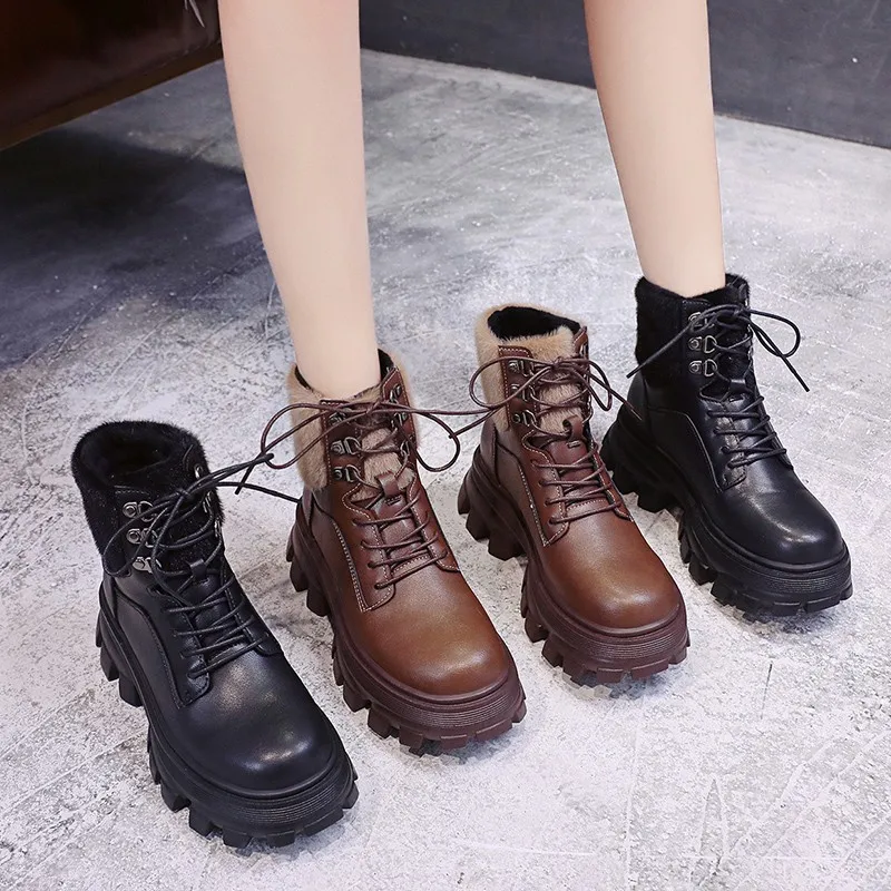 2022 new women's pu fashion winter Martin boots increase double zipper style girly boots women's shoes winter boots women