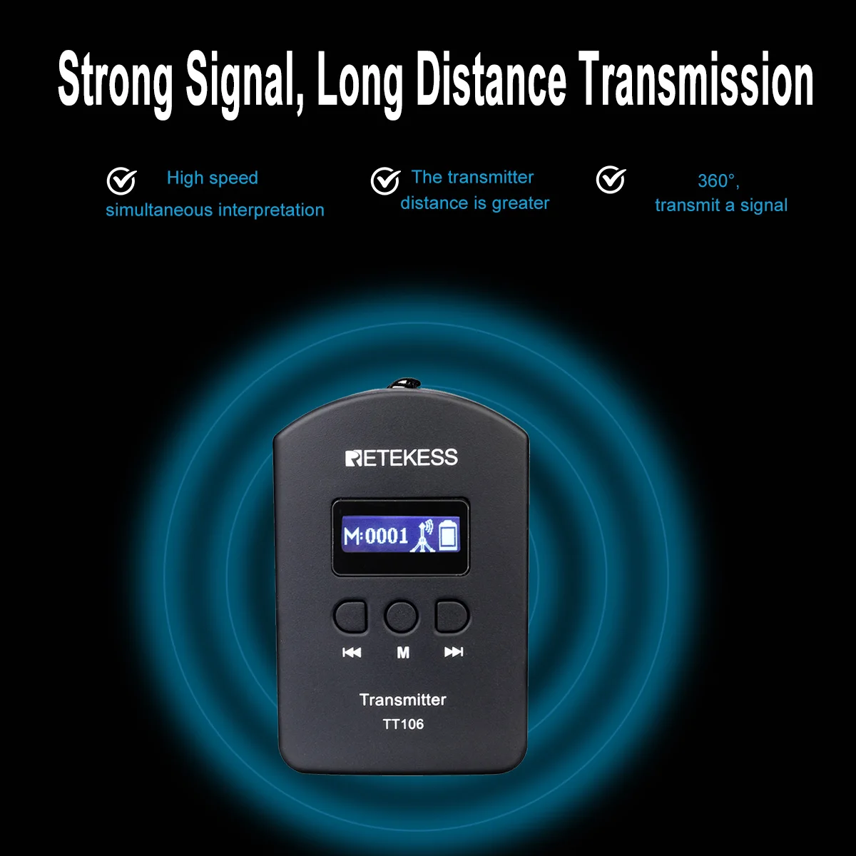 Профессиональный беспроводной передатчик Retekess TT106 UHF для системы