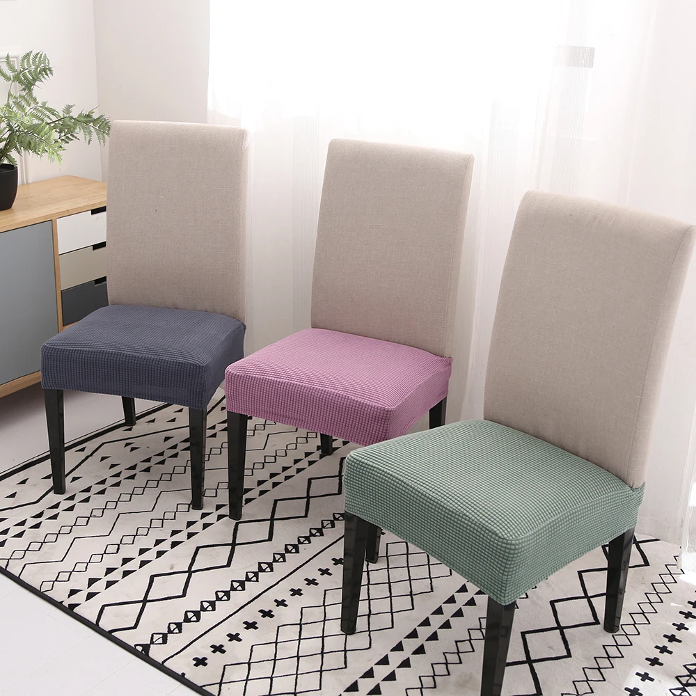 

Set Solid Chair Covers Spandex Dining Chair Covers Stretch Kitchen Elastic Chair Cover Wedding Seat Slipcover funda silla D30