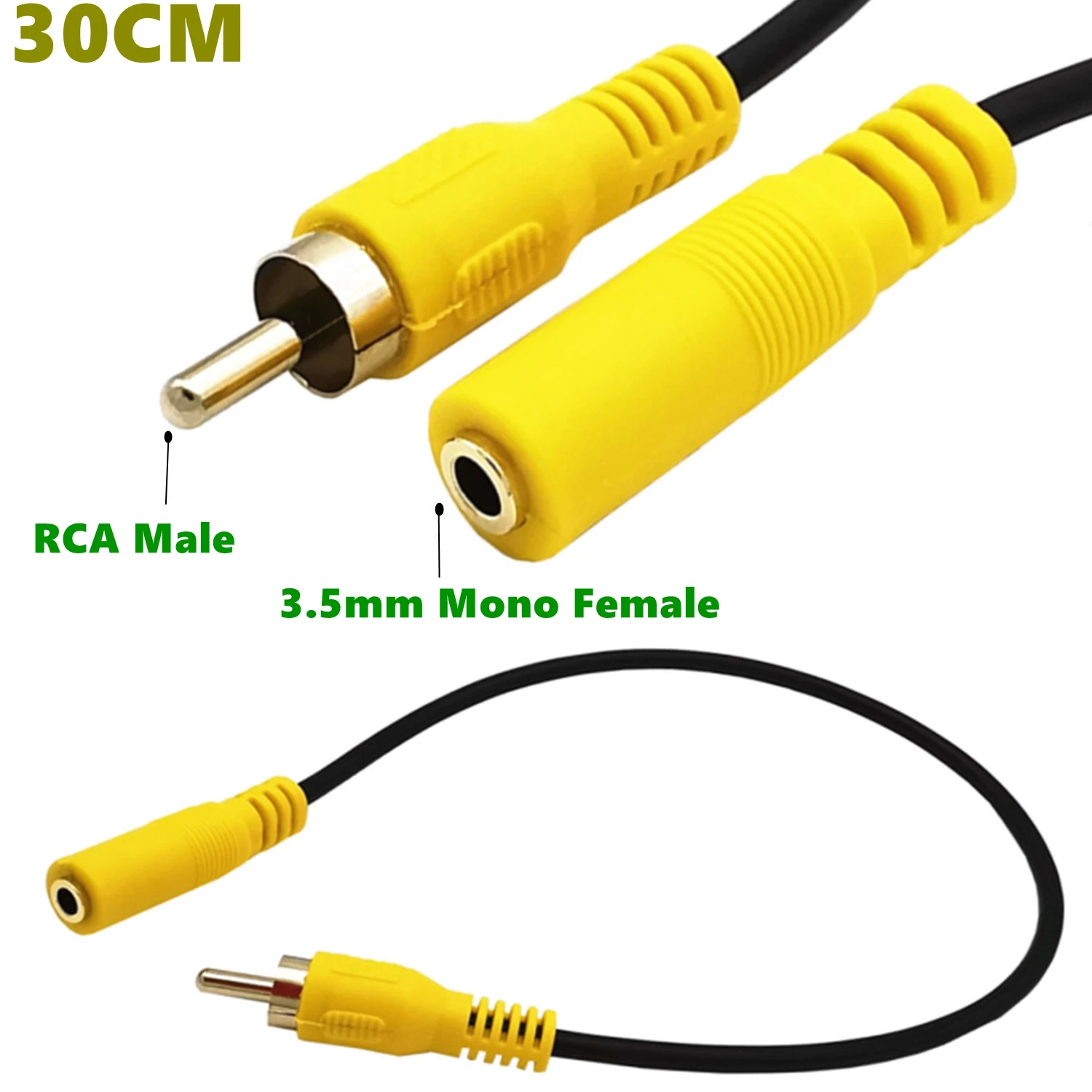 Gold Plated 3.5mm 1/8 inch Mono Female to RCA Male/Female Audio Cable 30cm | & Video Cables