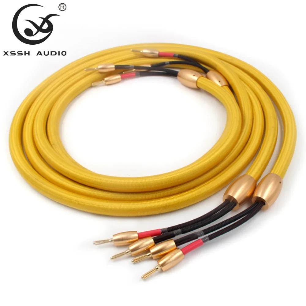 

1 пара 2,5 м 3 м XSSH аудио Hi-End Accuphase золотого цвета HiFi банановый разъем штекер для динамика кабель провод шнур линия