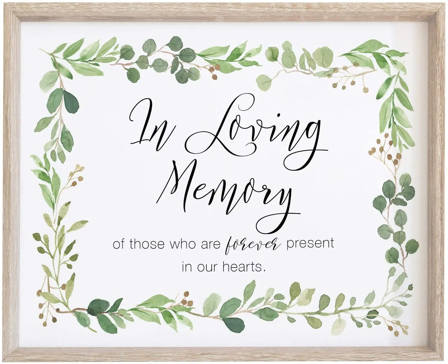 

Watercolor Eucalyptus Green Leaf Patch on The Wall Printed on Textured Cardboard As A Sign Commemorating The Family Dining Table