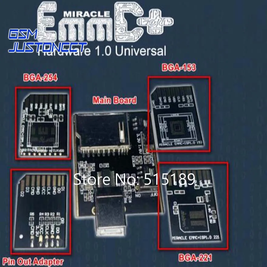 

Miracle eMMC adapter +Hardware 1.0 universal Bga 221,153,254 plate