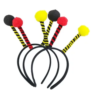 Ободок для волос с антеннами для женщин и девочек, повязка на голову с пушистыми помпонами для косплея, костюм для вечерние НКИ, Рождества, Пасхи, Дня Святого Валентина