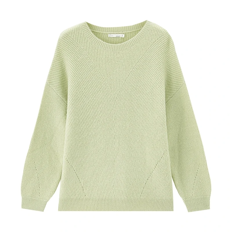 

INMAN Spring Autumn Elegant Literary Round Neck Wool Warm Pullover Knitted Sweater