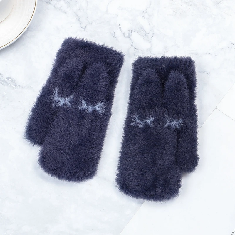 Children Girl Winter Mittens Gloves 5-10 Years Plus Velvet Furry Kid Cute Rabbit Keep Warm Soft | Детская одежда и обувь