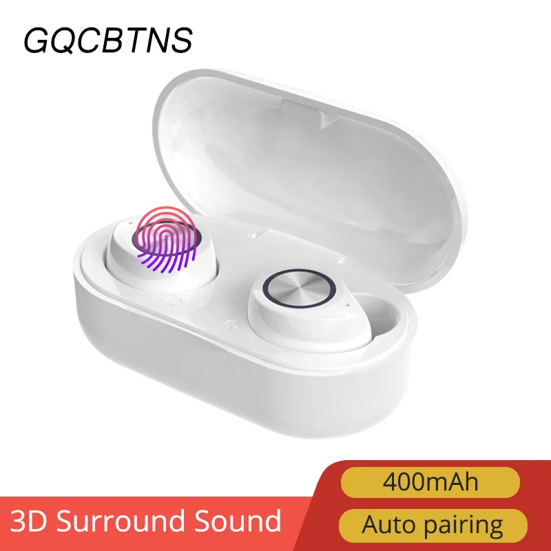 TW60 Touch White TW60 Touch control беспроводные наушники Buletooth 5,0 гарнитура 8D объемный HiFi стерео наушники спортивные наушники с микрофоном для телефонов - Цвет: TW60 Touch White