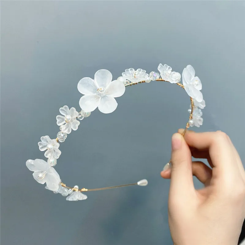

Korean Style Imitation Pearl Flower Headband For Women Girls 2021 New Fashion Jewelry Hair Accessories Gifts