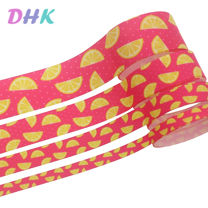 

DHK, 4 размера на выбор, 5 ярдов, принт в виде фруктов, крупнозернистый цвет, головной убор, украшение «сделай сам», оптовая продажа, E1847