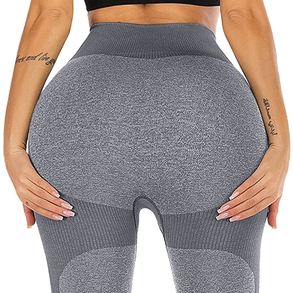 Peach Butt Grey SWOLF женские бесшовные колготки с высокой талией для похудения, обтягивающие компрессионные колготки для тренировок, спортивные Леггинсы, штаны для йоги и бега - Color: Peach Butt Grey