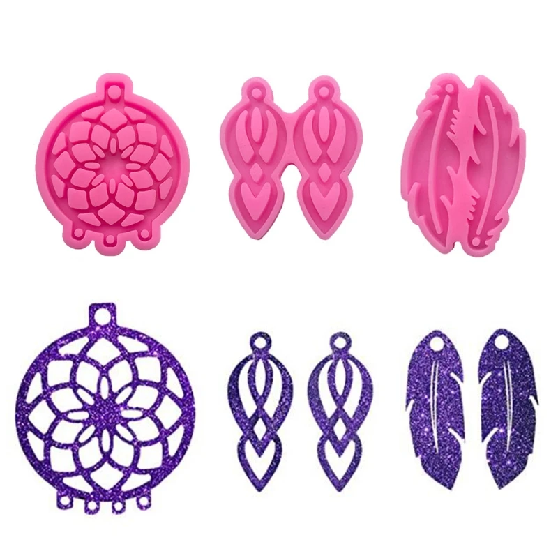 

5 Pcs Dream Catcher Feather Keychain Epoxy Resin Mold Car Pendant Decoration Silicone Mould DIY Crafts Jewelry Mold T84A