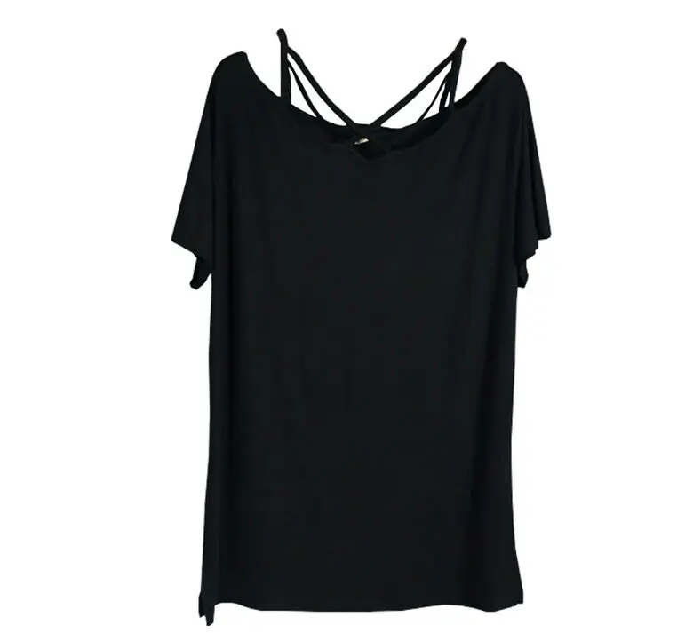 Женская футболка с открытыми плечами Blusa летняя хлопковая без бретелек большие