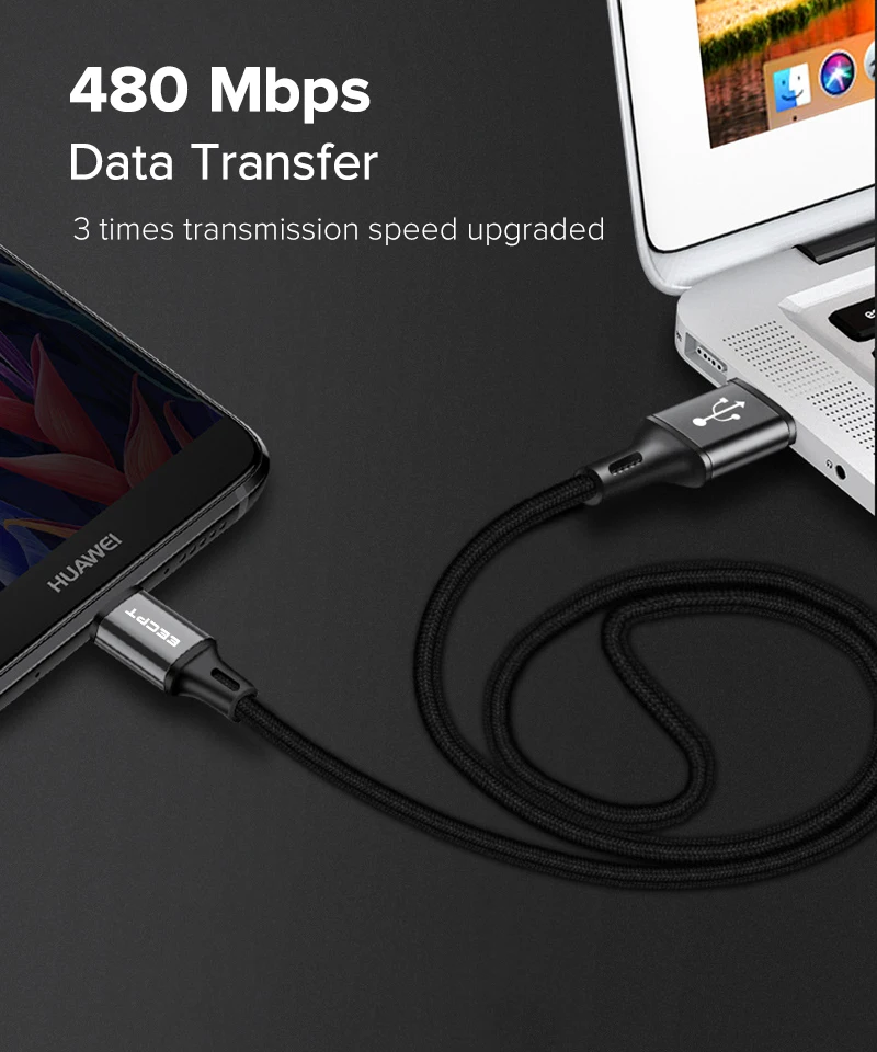 EECPT кабель usb type-C, 3 А, кабель для быстрой зарядки и передачи данных, кабель USB C для зарядки телефона, кабель type-C для samsung S9, huawei, Xiaomi, Oneplus 6T