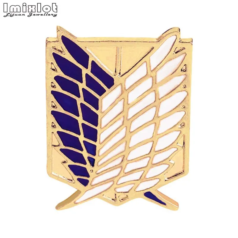 4 цвета атака на Титанов значок на лацкане булавка Shingeki No Kyojin Кабошон Черный Синий Эмаль нашивка брошь Крылья Свободы значки аниме